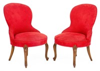 Victorian Style Spoon Back Slipper Chairs, Pair