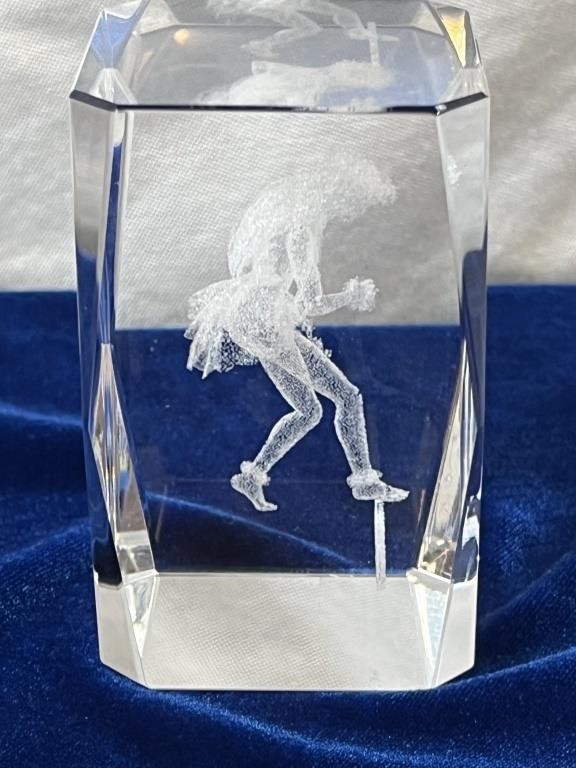 Etched glass Hawaii paperweight
