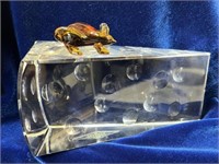 Crystal Glass mouse and slice of cheese figurine