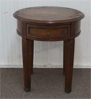 Walnut Drum Style Lamp Table with Drawer