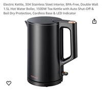 Electric Kettle, 304 Stainless Steel Interior