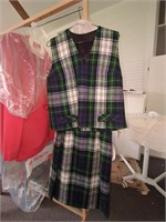 Scottish Woollen Plaid vest & skirt -size 16-