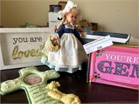 4 pcs Book, Cross, Doll, "Loved" Frame