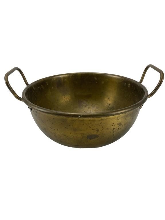 Solid Brass Bowl with Brass Handles