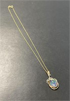 14 KT Chain and 10 KT Blue Fire Opal Pendant