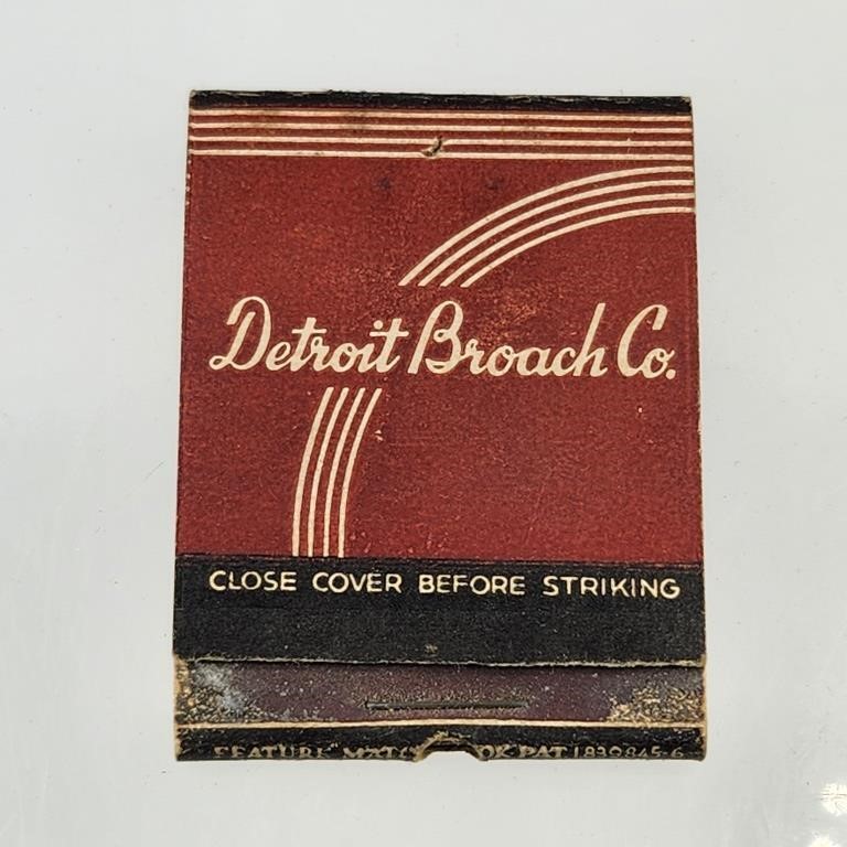 DETROIT BROACH CO. ADV. FEATURE MATCHBOOK