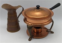 (N) chafing/fondue dish and pitcher 9in h