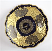 ECHT WEIMAR KOBALT PLATE WITH GOLD DECORATION