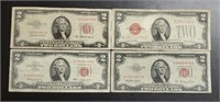 (4) U.S. $2 Red Seal Notes