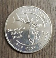 One Ounce Silver Round: Monarch Silver Buck