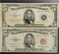 1953 $5 Silver Certificate & 1953 $5 Red Seal