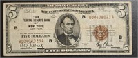 1929 U.S. Brown Seal $5 Note