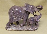 Large Lavender Jade Elephants Statue.