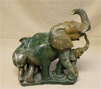 Large Green Jade Elephants Statue.