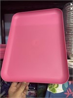 8 rectangular pink plastic trays 12x16"{@