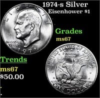 1974-s Silver Eisenhower Dollar $1 Grades GEM++ Un