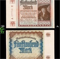 1922 Weimar Germany 5000 Marks Hyperinflation Bank