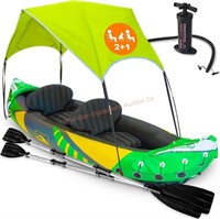 2 Person Inflatable Kayak w Exclusive Sun Canopy