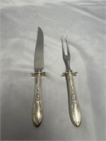 STERLING SILVER KNIFE AND MEAT CUTTING KNIFE