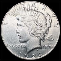 1928-S Silver Peace Dollar ABOUT UNCIRCULATED