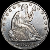 1873 Arws Seated Liberty Half Dollar CLOSELY UNCIR