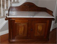 Victorian walnut 2 door wash stand with Marble top