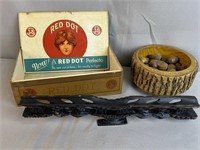 Wood Nut Bowl, Vintage Cigar Box & More