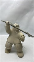 10 Inch Carved Rock Fisherman Hunter Sculpture