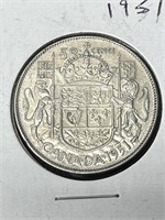 1951 Canadian 50 Cent Silver Coin