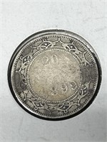 1899 L Newfoundland Silver 25 Cent Coin
