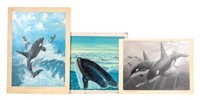 John R. Quinn Acrylic Whale Paintings (3)