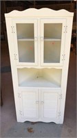 White Corner Cabinet with Metal Screen