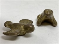 Vintage Handmade Miniature Brass Frog & Bird