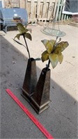 Metal Outdoor Vases w/ Metal Flowers