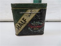 Antique 1930 Half & Half Tobacco Tin 3"x2&7/8"x1"