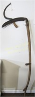 Lot: wooden scythe, hand sickle