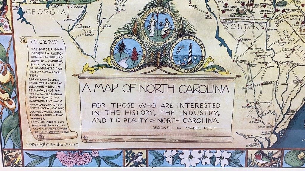 ‘A Map of North Carolina’ by Mabel Pugh printed