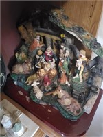 Shelf Lot to Include Nativity Scene, Chess Set,