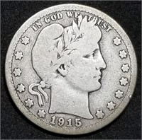 1915-D Barber Silver Quarter