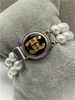 Rare Chanel Button w/ Freshwater Pearl Bracelet