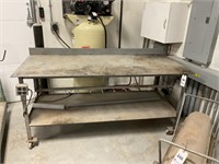72" x 30" x 38" Steel Shop Table on Casters