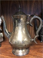 Vintage silver plate coffee pot, India