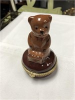 Porcelain teddy bear trinket box