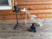 Buddah, plant stand, cast iron stand