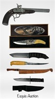 Hunting & Pocket Knives w/ Flintlock Pistol