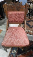 Victorian Carved and upholstered back side chair