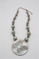 Mother of Pearl Style Medalion Necklace