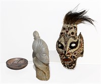 Rital Mask, Stone Woman Bust, Small Elephant