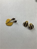 Black and yellow earrings