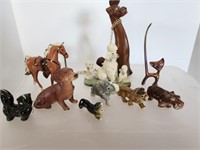 Animal Figurines, Porcelain, wood